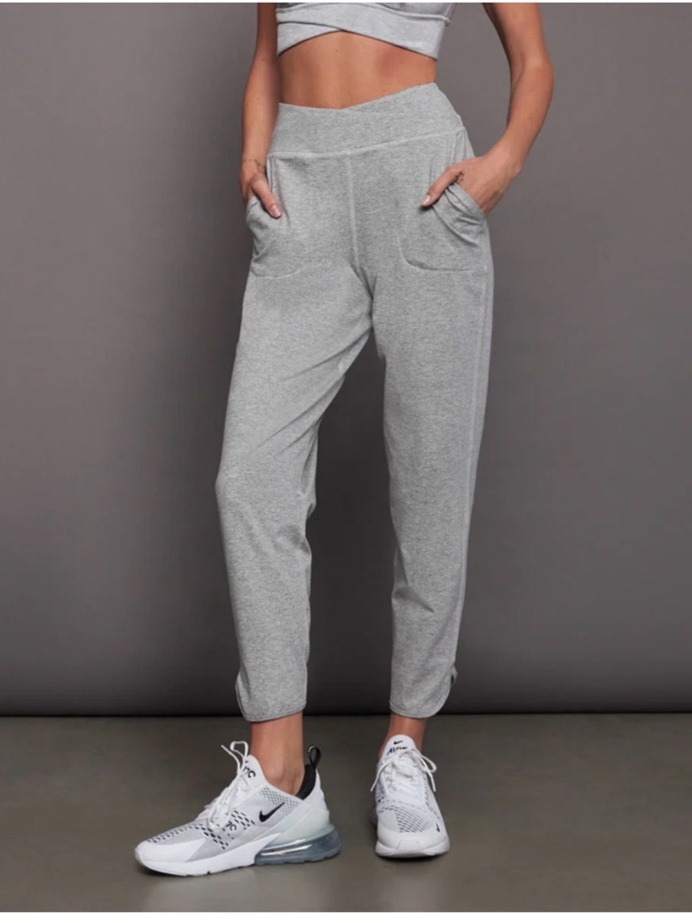 Carbon 38 wrap jogger melt cross waist grey gray leggings, sweatpants  Active S